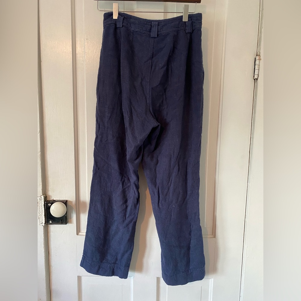 free people viscose linen pants size 2 navy blue - Picture 3 of 5